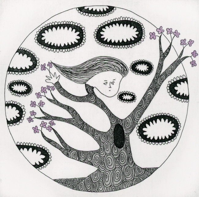 aquatint with handcoloring